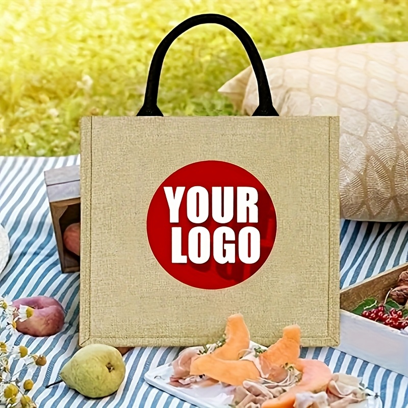 Jute Bag Packaging - Персонализированная большая сумка-шоппер из джута, многоразовая,